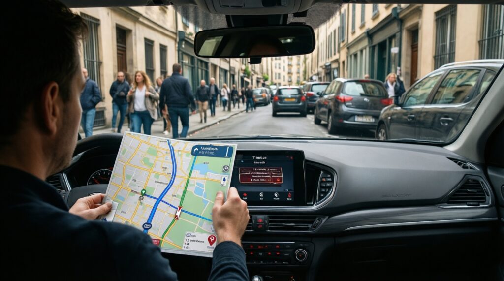 Ситуация на дорогах: пробки, аварии, ремонт, перекрытия и объездные маршруты - иллюстрация