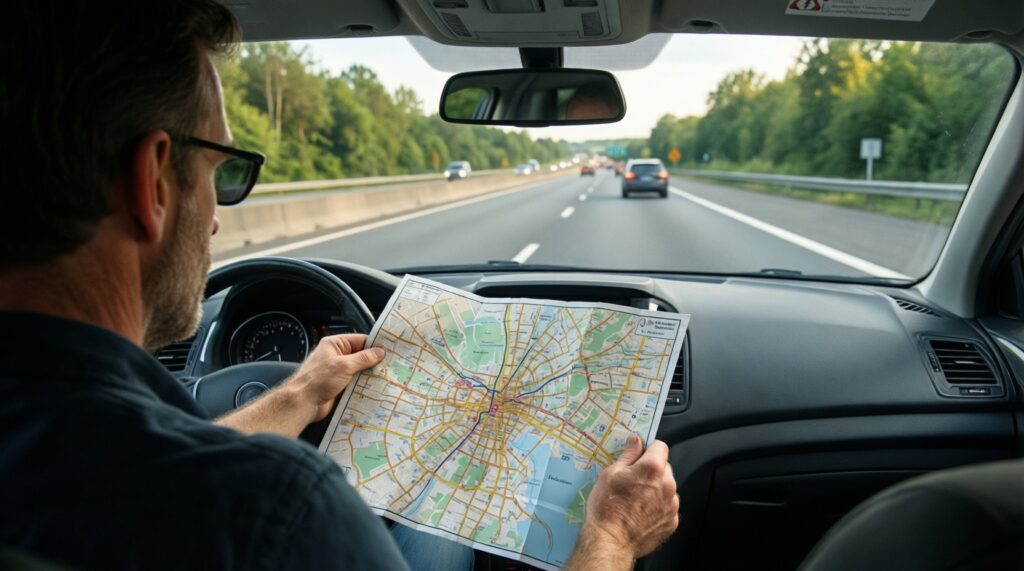 Ситуация на дорогах: пробки, аварии, перекрытия и планы дорожных работ - иллюстрация