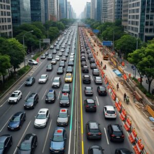 Ситуация на дорогах: пробки и перекрытия, ремонт трасс и прогноз на вечер